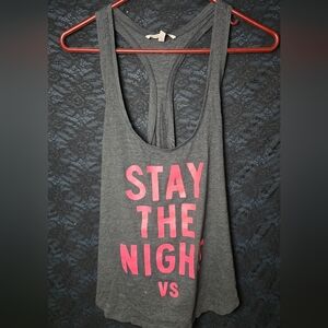 Victoria's Secret Charcoal Racerback Tank with Pink Lettering